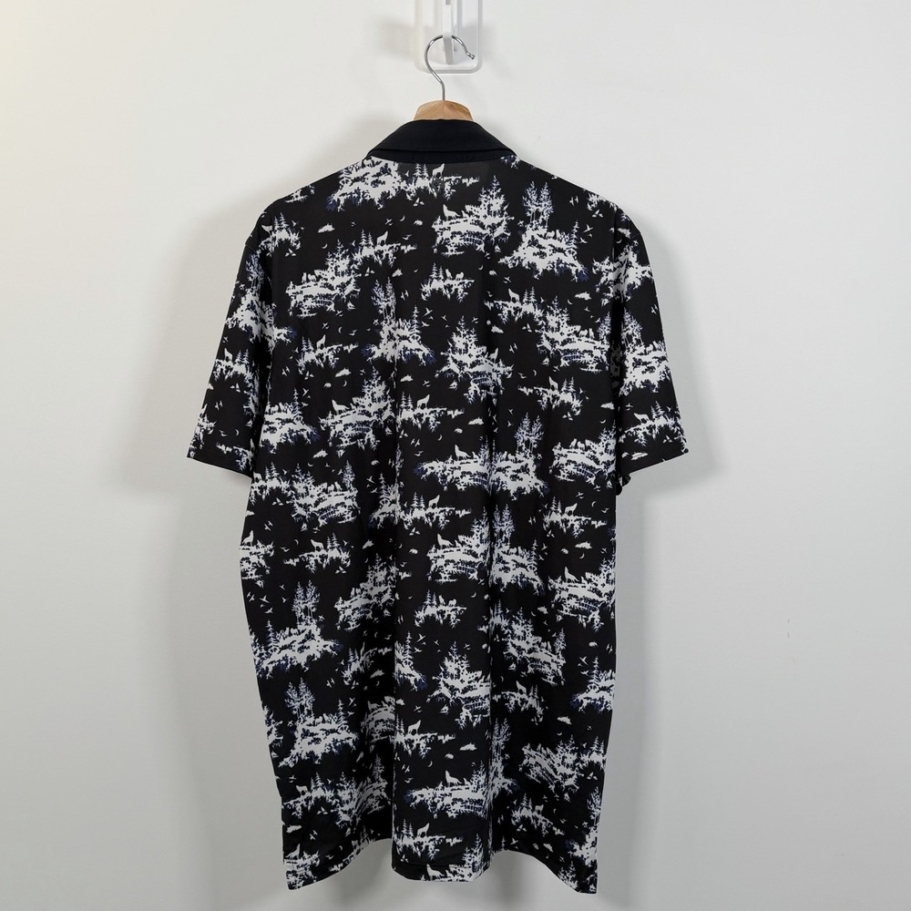 Greyson Polo Shirt Mens Large Wolf Wilderness Print Performance Stretch Golf - Picture 3 of 8